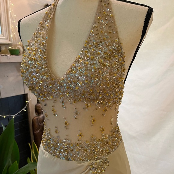 Vintage sheer beaded halter gown ✨ - Picture 2 of 13